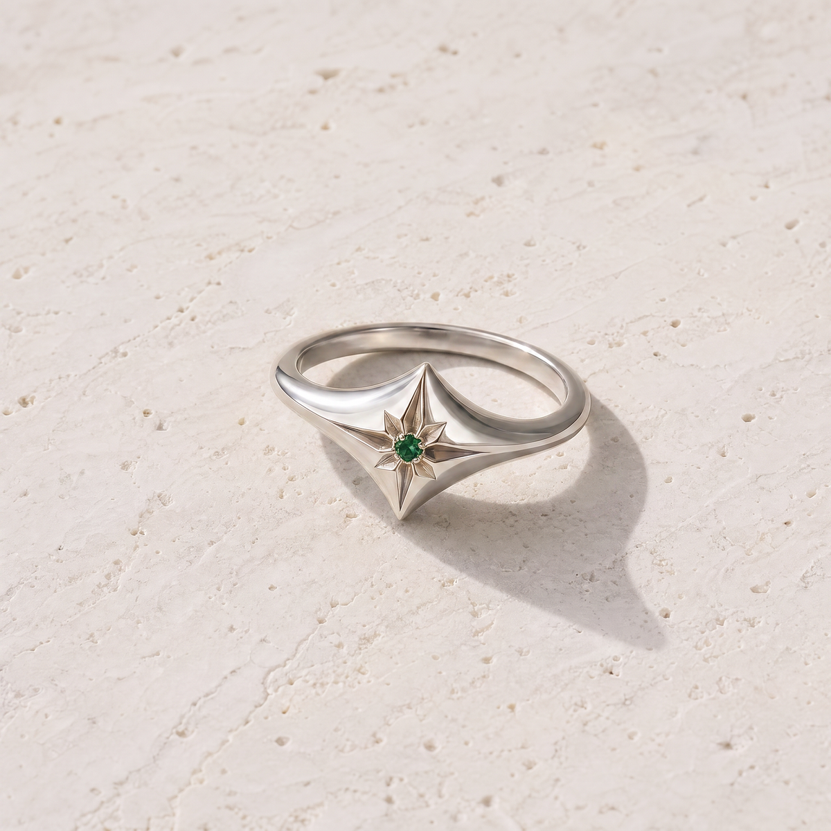 Northern Star Ring with Emeralds