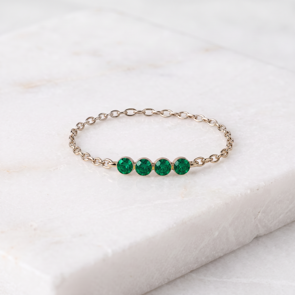 Four Wishes Ring with Emeralds
