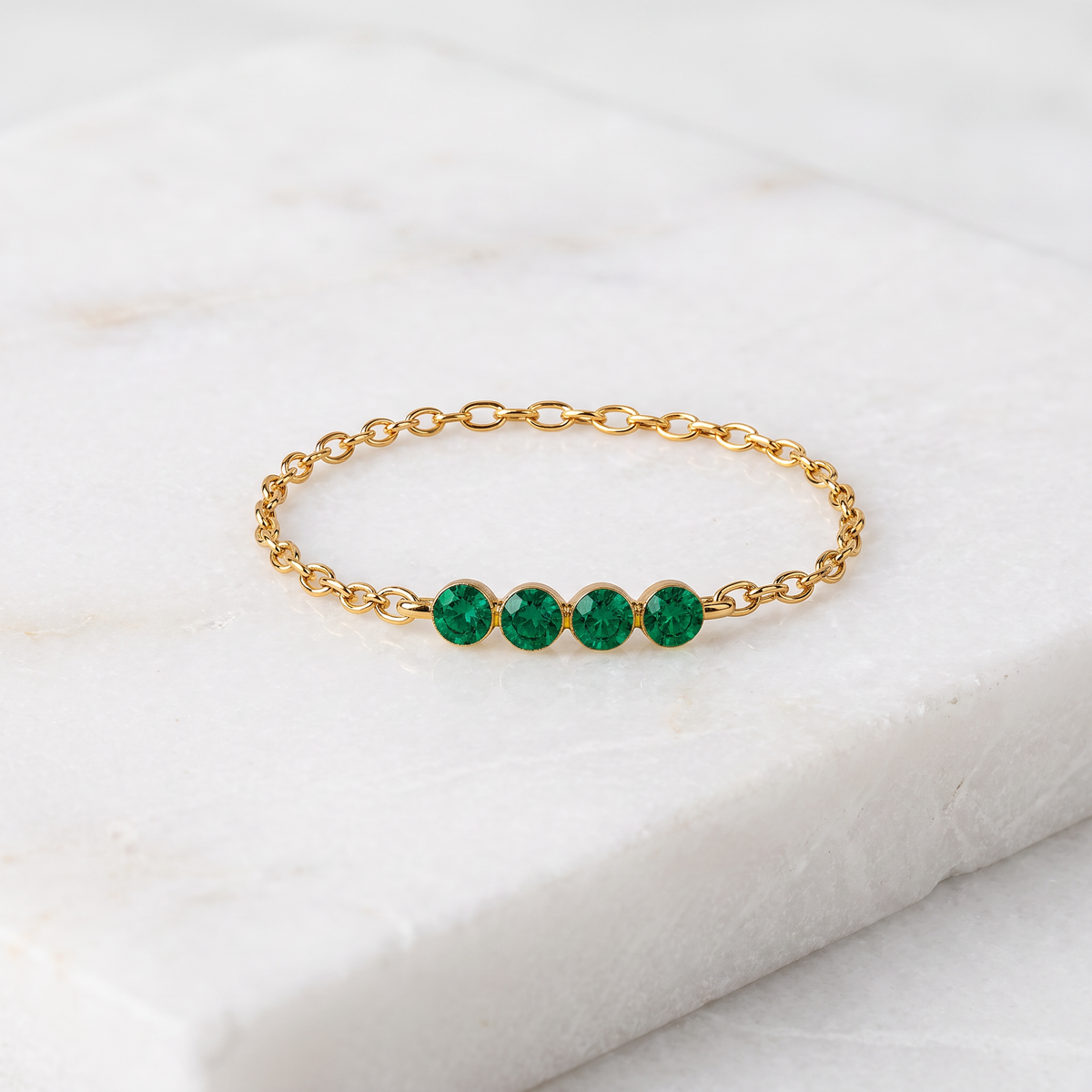 Four Wishes Ring with Emeralds