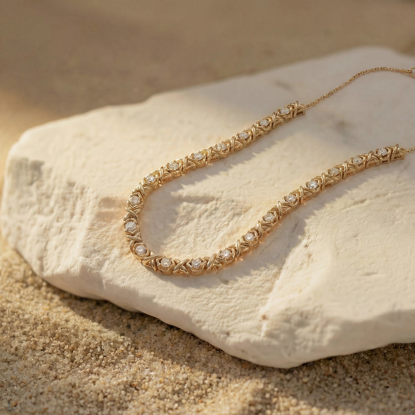 Nostalgia Three Quarter Tennis Necklace